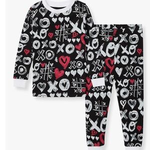 Burt's Bees Black and Red Pajama Set with Playful XO Pattern